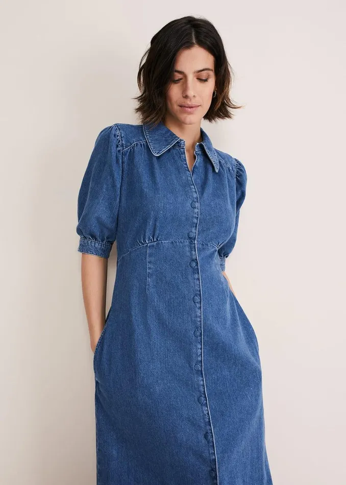 Phase Eight Dresses Cosette Denim Midaxi Dress Blue 8211 Women