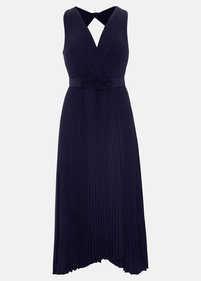 Phase Eight Dresses Cressida Pleat Midi Dress Navy 8211 Women