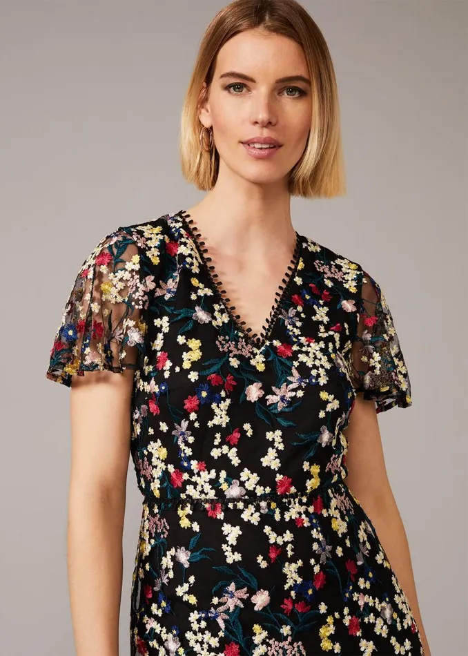 Phase Eight Dresses Daiva Embroidered Fishtail Dress Blackmulti 8211 Women