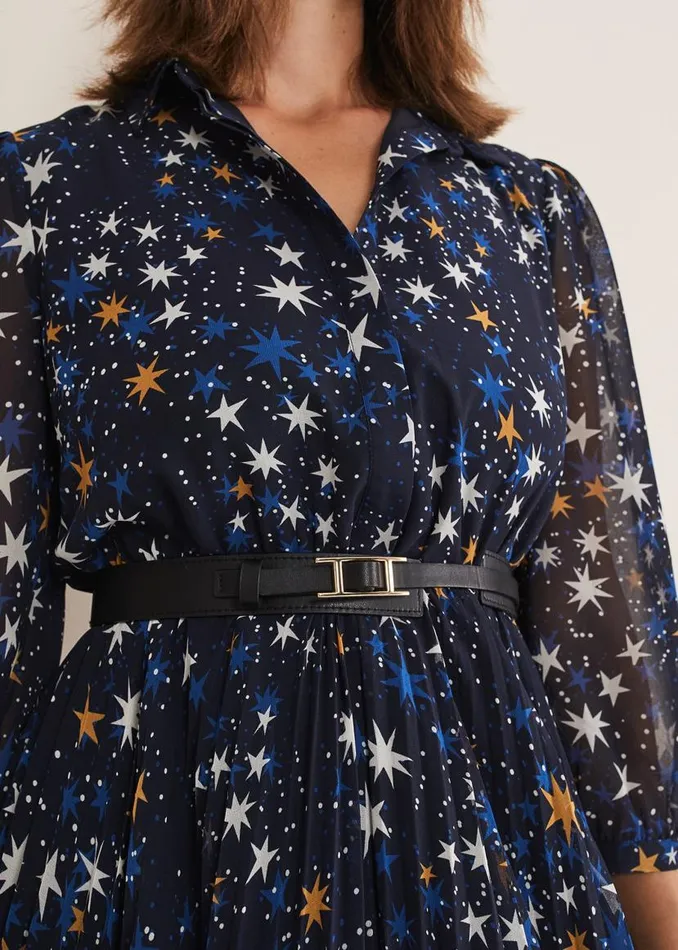 Phase Eight Dresses Dani Star Pleated Dress Navy 8211 Women