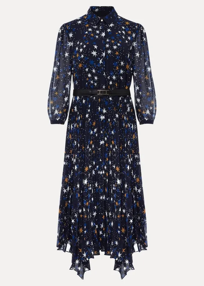Phase Eight Dresses Dani Star Pleated Dress Navy 8211 Women