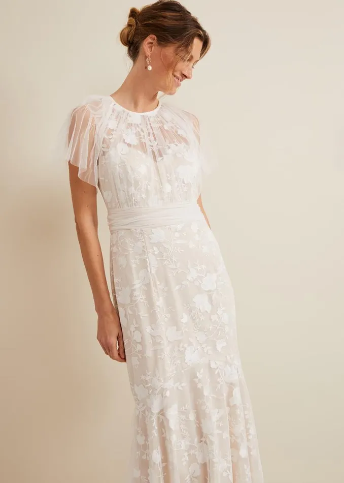 Phase Eight Dresses Delilah Mesh Embroidered Maxi Wedding Dress Parchment 8211 Women Phase Eight Dresses Delilah Mesh Embroidered Maxi Wedding Dress Parchment 8211 Women