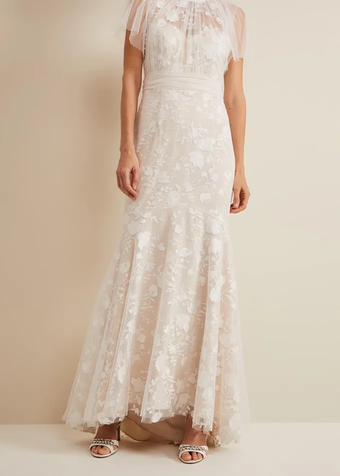 Phase Eight Dresses Delilah Mesh Embroidered Maxi Wedding Dress Parchment 8211 Women Phase Eight Dresses Delilah Mesh Embroidered Maxi Wedding Dress Parchment 8211 Women