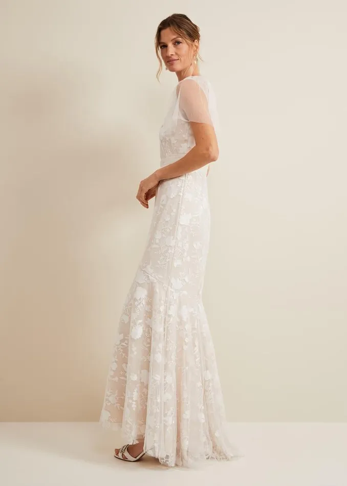 Phase Eight Dresses Delilah Mesh Embroidered Maxi Wedding Dress Parchment 8211 Women Phase Eight Dresses Delilah Mesh Embroidered Maxi Wedding Dress Parchment 8211 Women