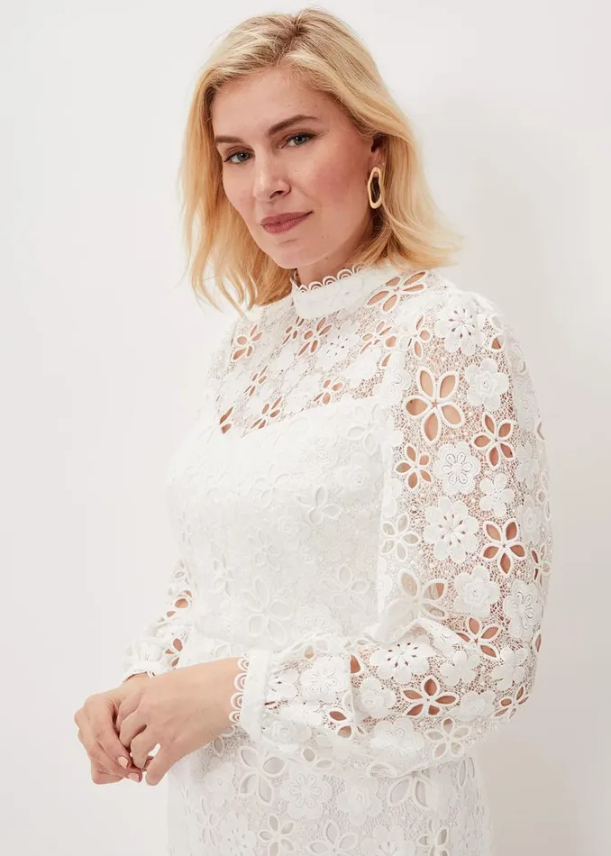 Phase Eight Dresses Doris Guipure Lace Highneck Dress Ivory 8211 Women