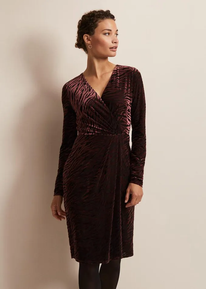 Phase Eight Dresses Elina Velvet Burnout Dress Burgundy 8211 Women