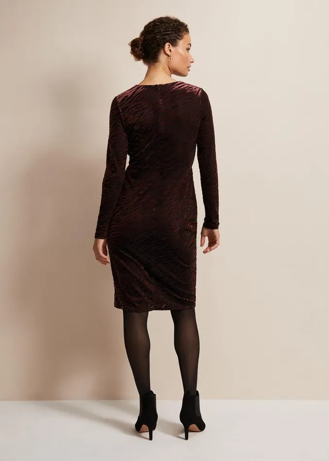 Phase Eight Dresses Elina Velvet Burnout Dress Burgundy 8211 Women