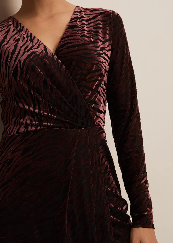 Phase Eight Dresses Elina Velvet Burnout Dress Burgundy 8211 Women