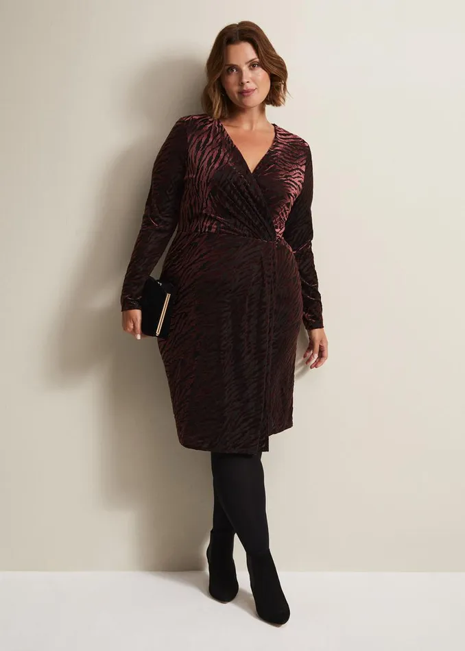 Phase Eight Dresses Elina Velvet Burnout Dress Burgundy 8211 Women