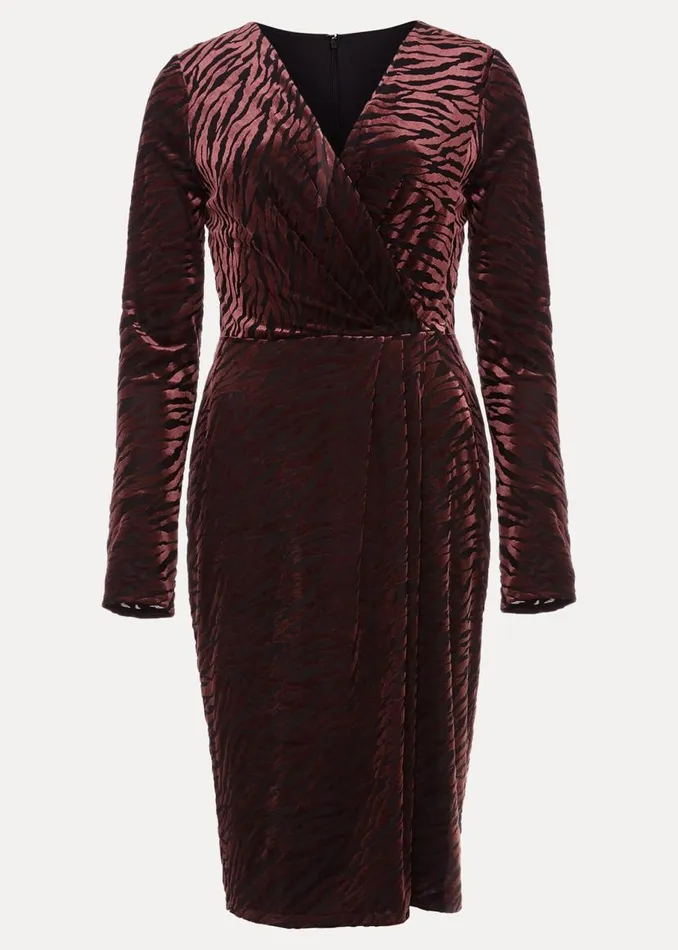 Phase Eight Dresses Elina Velvet Burnout Dress Burgundy 8211 Women