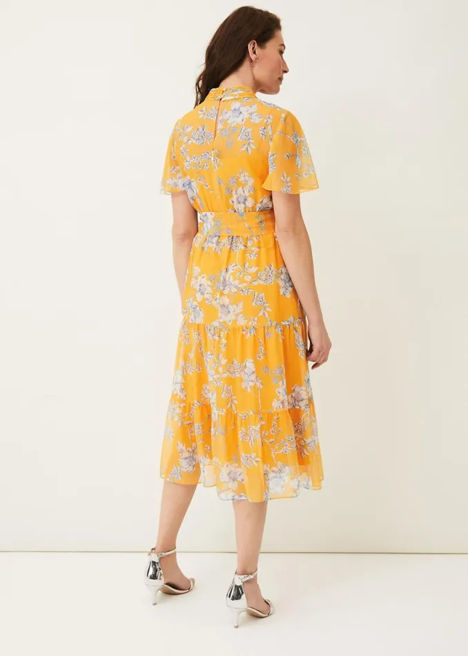 Phase Eight Dresses Emmalyn Tiered Georgette Dress Canary 8211 Women