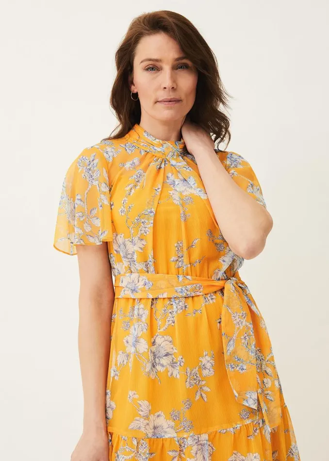 Phase Eight Dresses Emmalyn Tiered Georgette Dress Canary 8211 Women