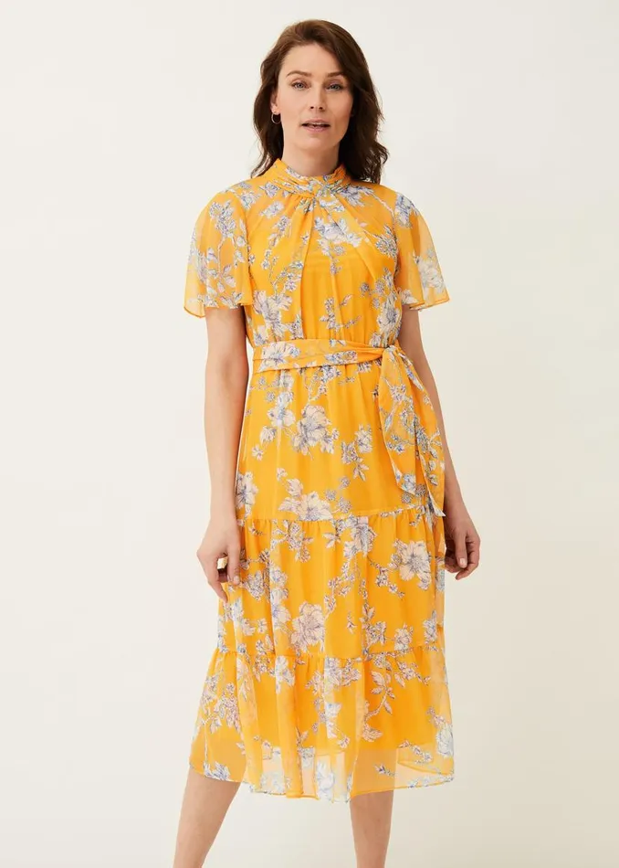 Phase Eight Dresses Emmalyn Tiered Georgette Dress Canary 8211 Women