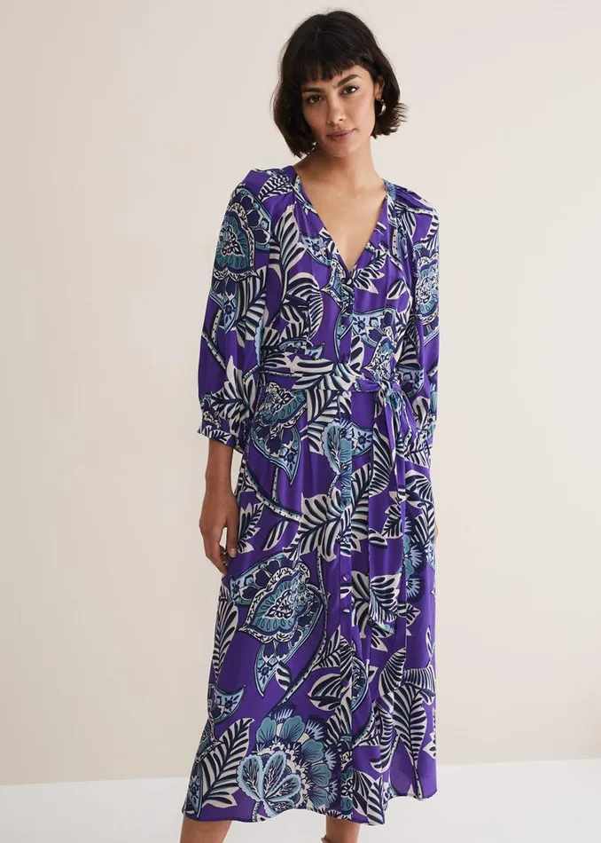 Phase Eight Dresses Erin Paisley Midi Dress Purple 8211 Women