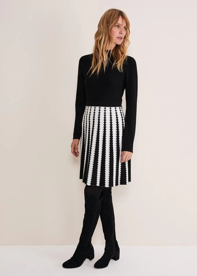 Phase Eight Dresses Frankie Scallop Hem Dress Blackivory 8211 Women