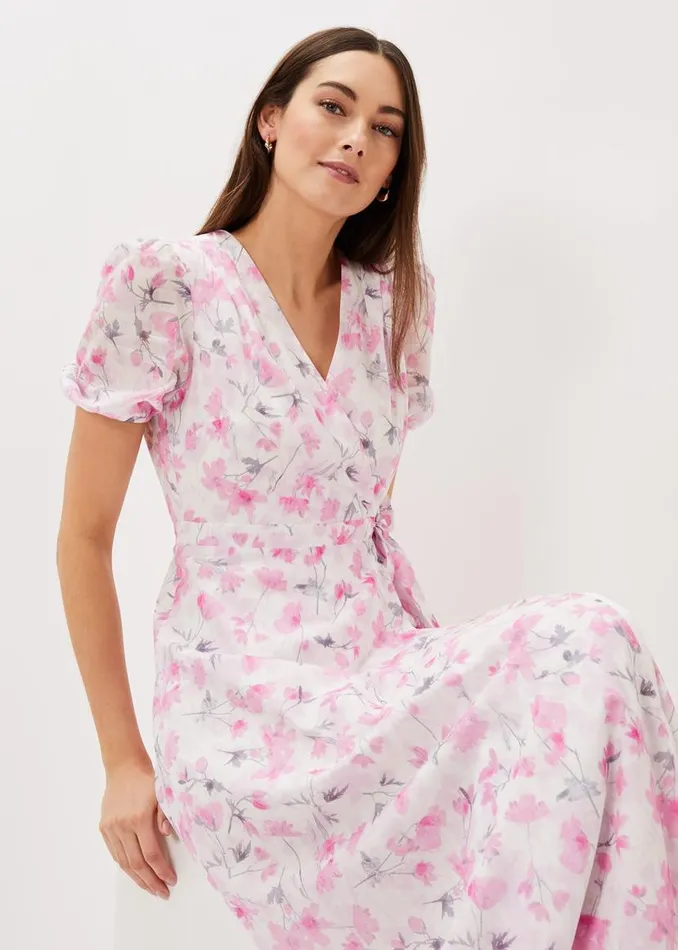 Phase Eight Dresses Gabriella Floral Wrap Dress Pink Multi 8211 Women