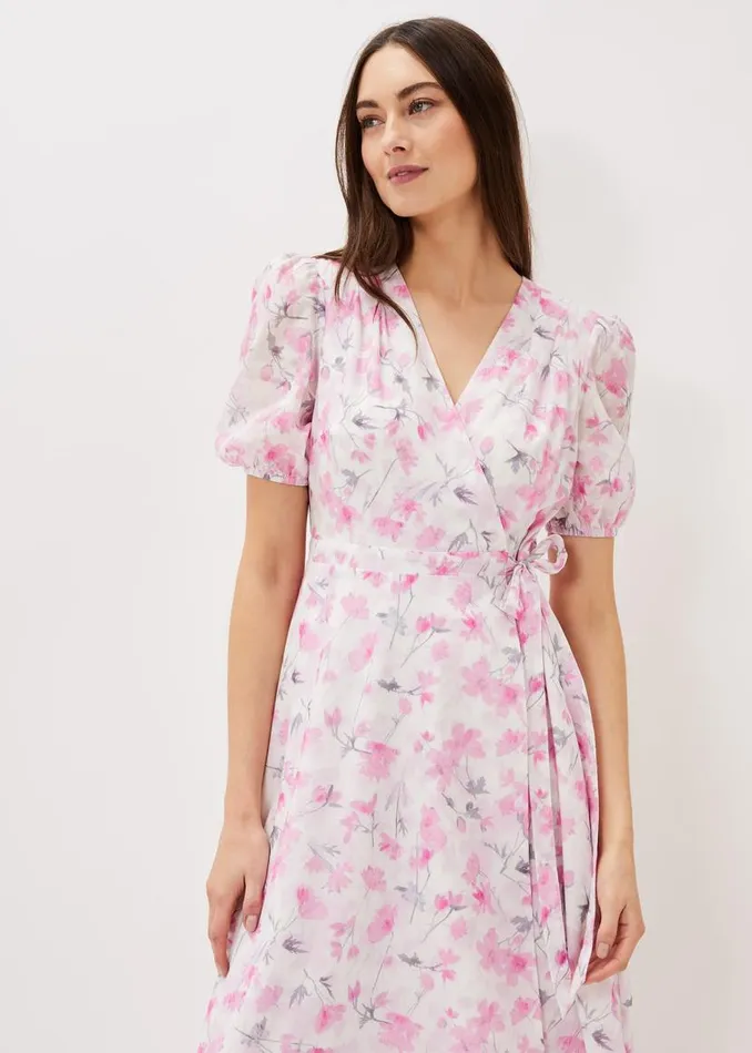Phase Eight Dresses Gabriella Floral Wrap Dress Pink Multi 8211 Women