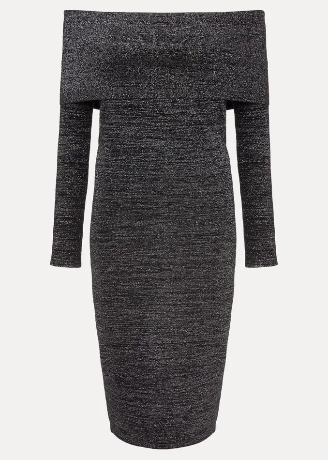 Phase Eight Dresses Heidi Knitted Bardot Dress Blacksilver 8211 Women