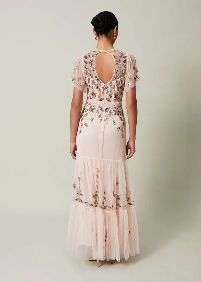 Phase Eight Dresses Hilary Embellished Maxi Dress Mauve 8211 Women