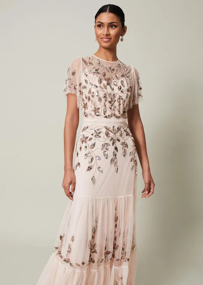 Phase Eight Dresses Hilary Embellished Maxi Dress Mauve 8211 Women