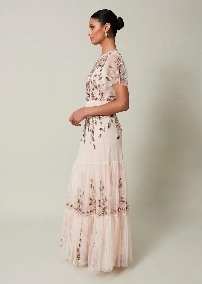 Phase Eight Dresses Hilary Embellished Maxi Dress Mauve 8211 Women
