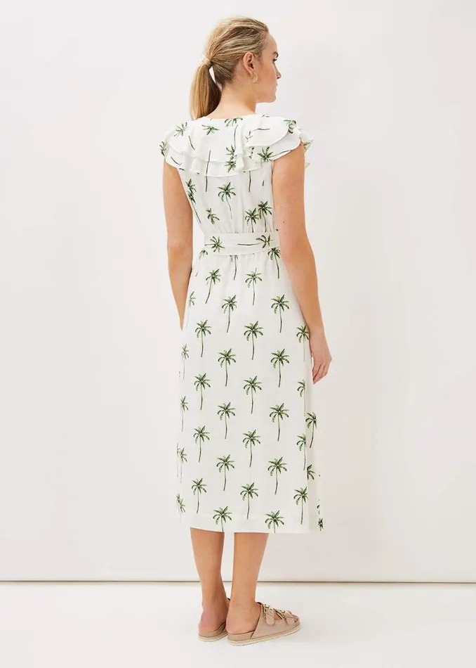 Phase Eight Dresses Jamilla Palm Print Midi Dress Ivorygreen 8211 Women