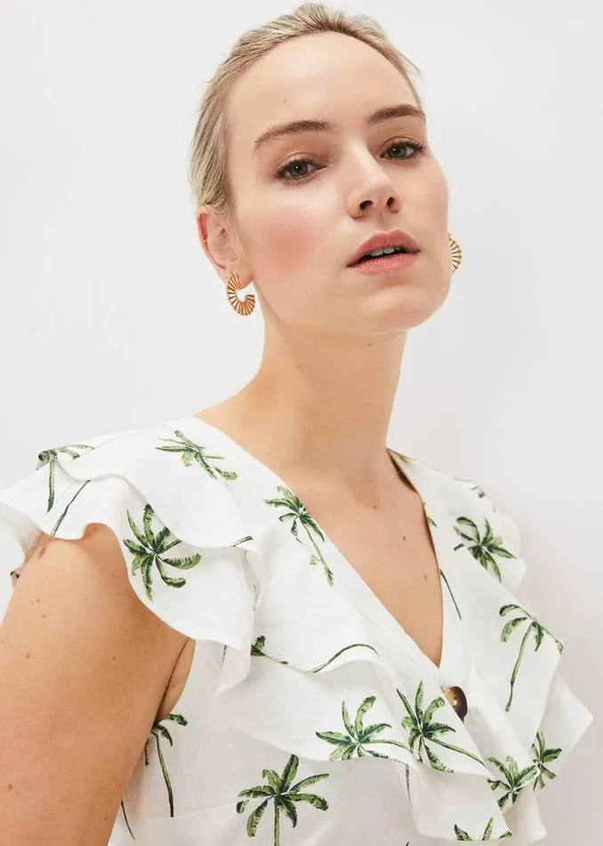 Phase Eight Dresses Jamilla Palm Print Midi Dress Ivorygreen 8211 Women
