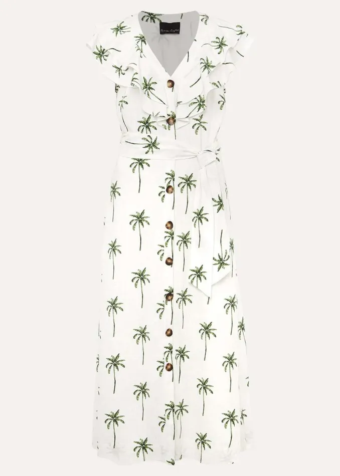 Phase Eight Dresses Jamilla Palm Print Midi Dress Ivorygreen 8211 Women