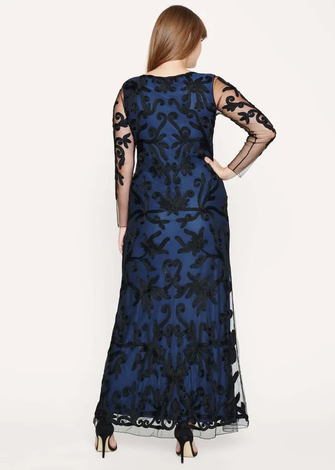 Phase Eight Dresses Jenna Tapework Lace Maxi Dress Navyblack 8211 Women
