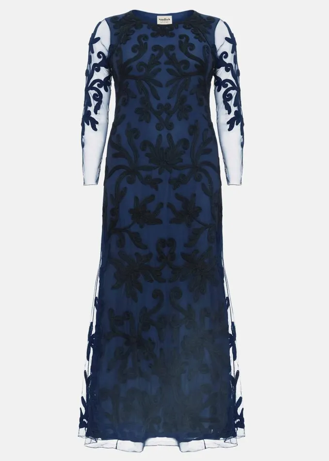 Phase Eight Dresses Jenna Tapework Lace Maxi Dress Navyblack 8211 Women
