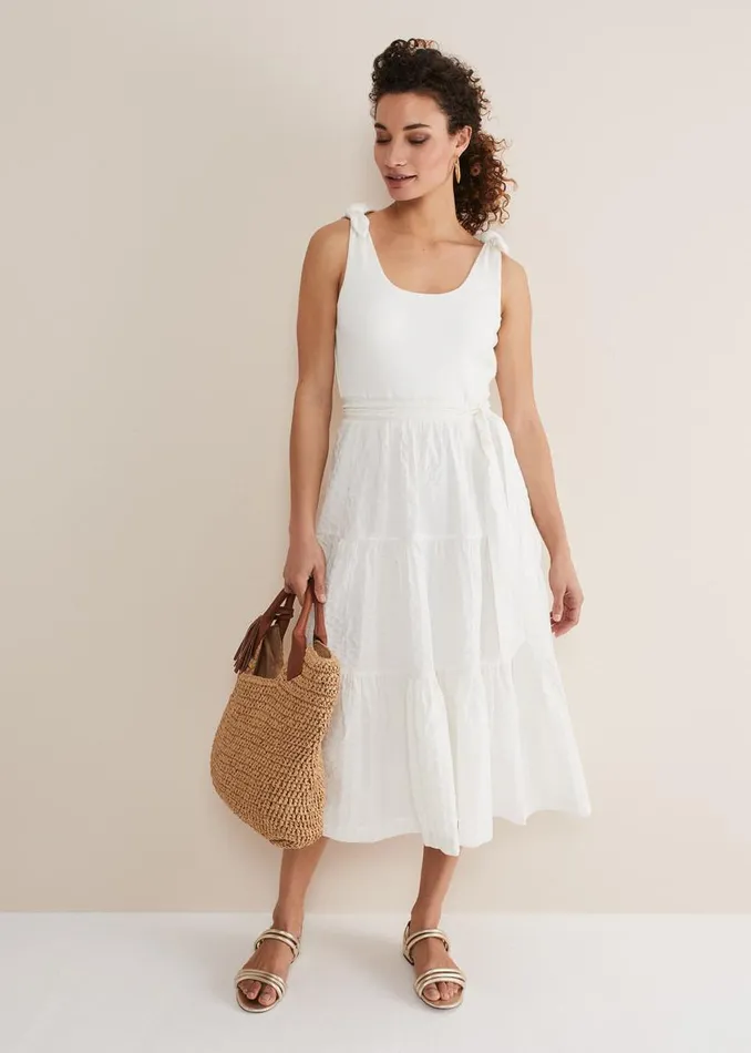 Phase Eight Dresses Jennie Strappy Tiered Dress White 8211 Women