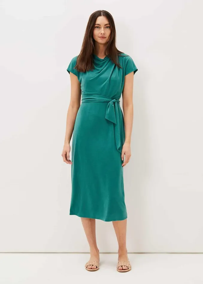 Phase Eight Dresses Kadence Cupro Tie Waist Dress Peacock 8211 Women