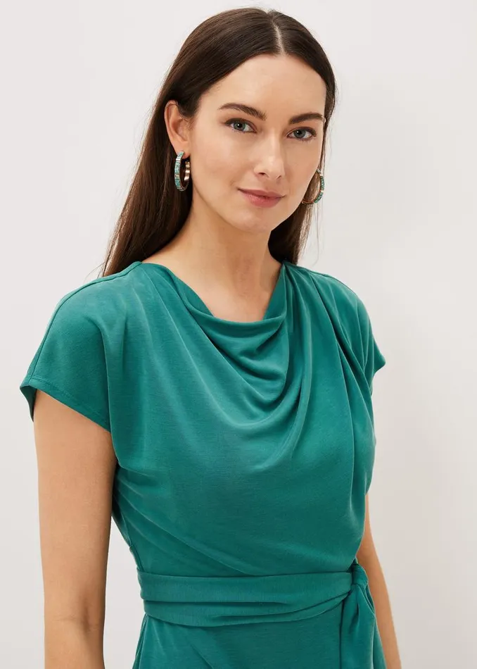 Phase Eight Dresses Kadence Cupro Tie Waist Dress Peacock 8211 Women