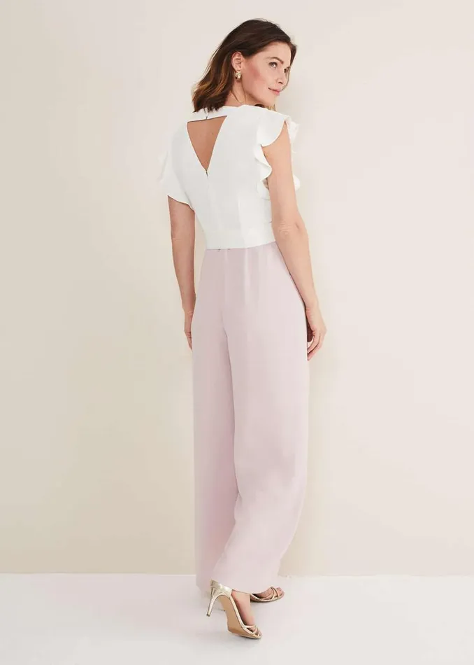 Phase Eight Dresses Kallie V Neck Frill Jumpsuit Antique Rose 8211 Women