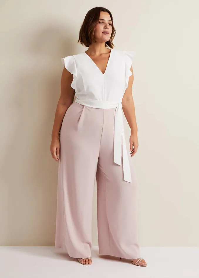 Phase Eight Dresses Kallie V Neck Frill Jumpsuit Antique Rose 8211 Women