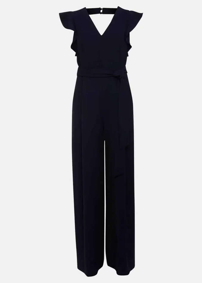 Phase Eight Dresses Kallie V Neck Frill Jumpsuit Navy 8211 Women