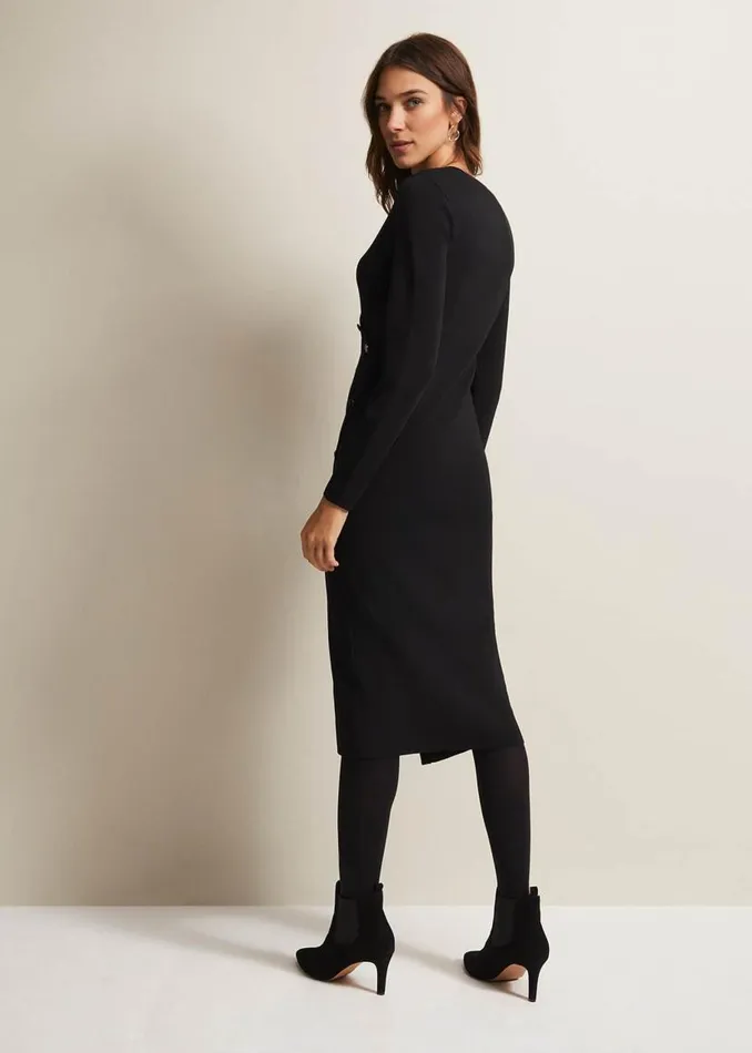 Phase Eight Dresses Kellia Black Knitted Midi Dress Black 8211 Women