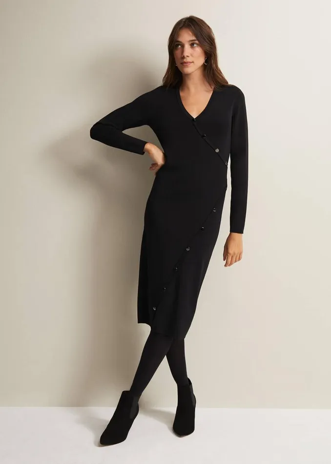 Phase Eight Dresses Kellia Black Knitted Midi Dress Black 8211 Women