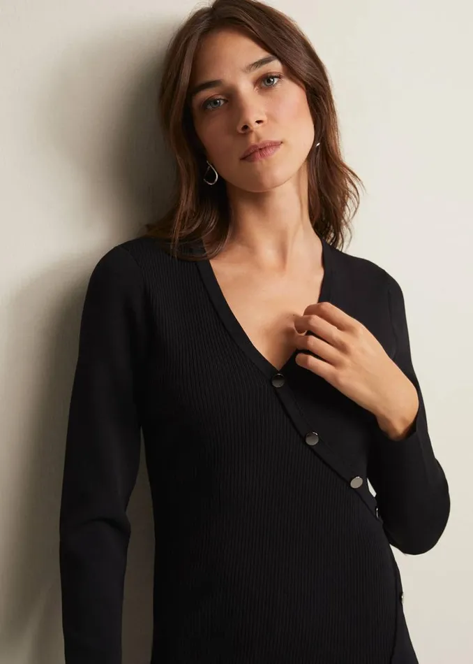 Phase Eight Dresses Kellia Black Knitted Midi Dress Black 8211 Women