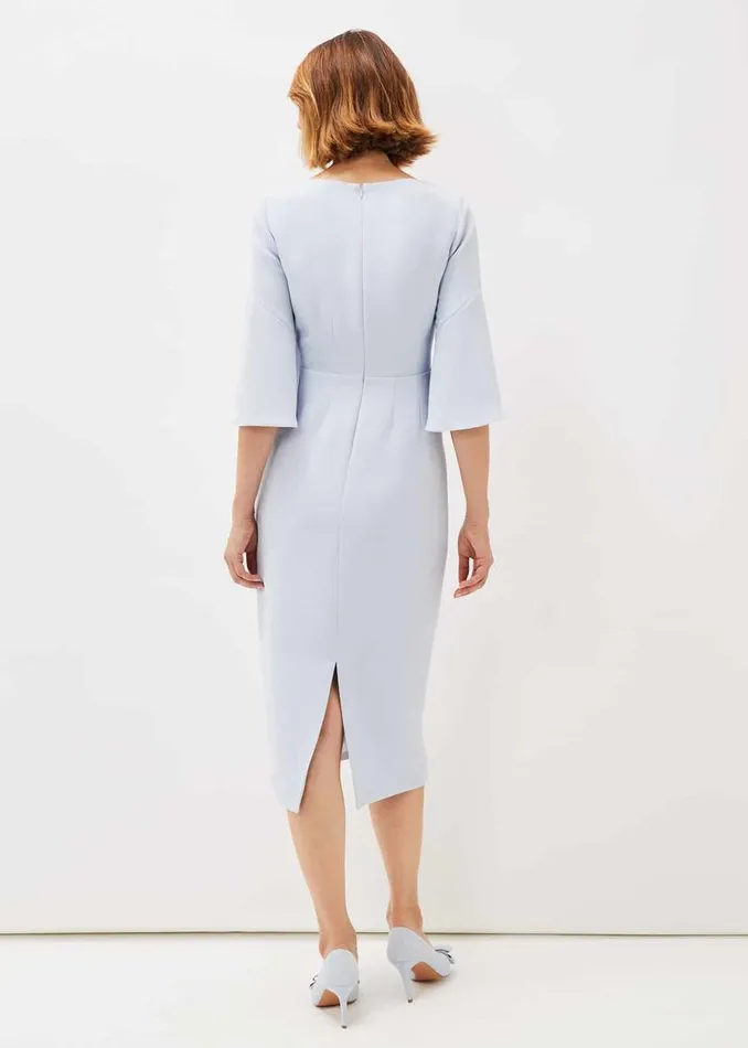 Phase Eight Dresses Layla Bow Detail Fitted Dress Sky Blue 8211 Women
