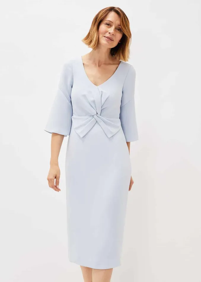 Phase Eight Dresses Layla Bow Detail Fitted Dress Sky Blue 8211 Women