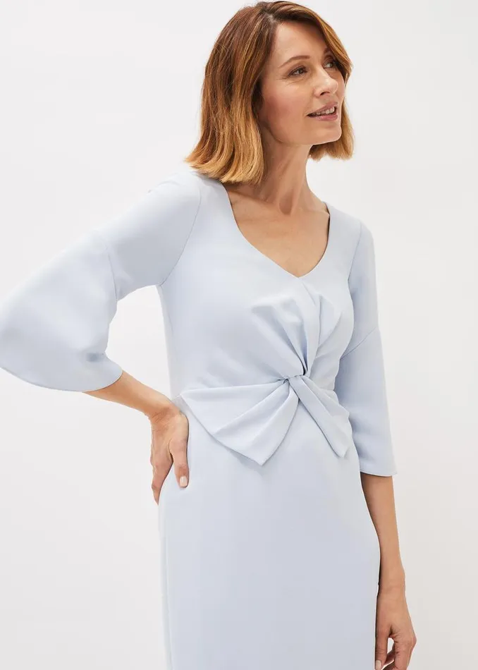 Phase Eight Dresses Layla Bow Detail Fitted Dress Sky Blue 8211 Women