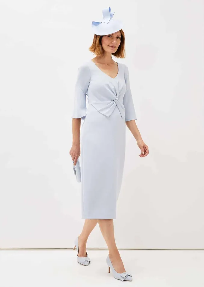 Phase Eight Dresses Layla Bow Detail Fitted Dress Sky Blue 8211 Women