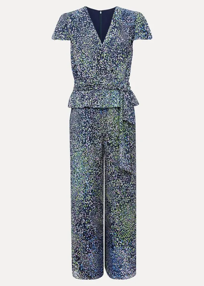 Phase Eight Dresses Leora Wrap Printed Plisse Jumpsuit Navymulti 8211 Women