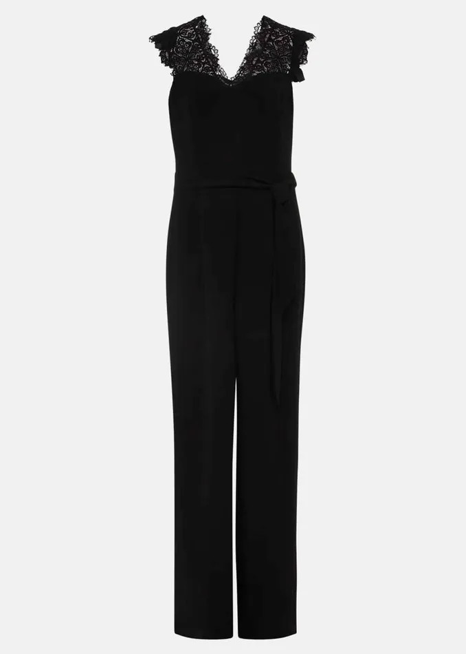 Phase Eight Dresses Lia Sleeveless Lace Detail Jumpsuit Black 8211 Women