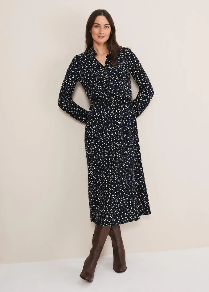Phase Eight Dresses Loretta Spot Dress Cobaltblack 8211 Women