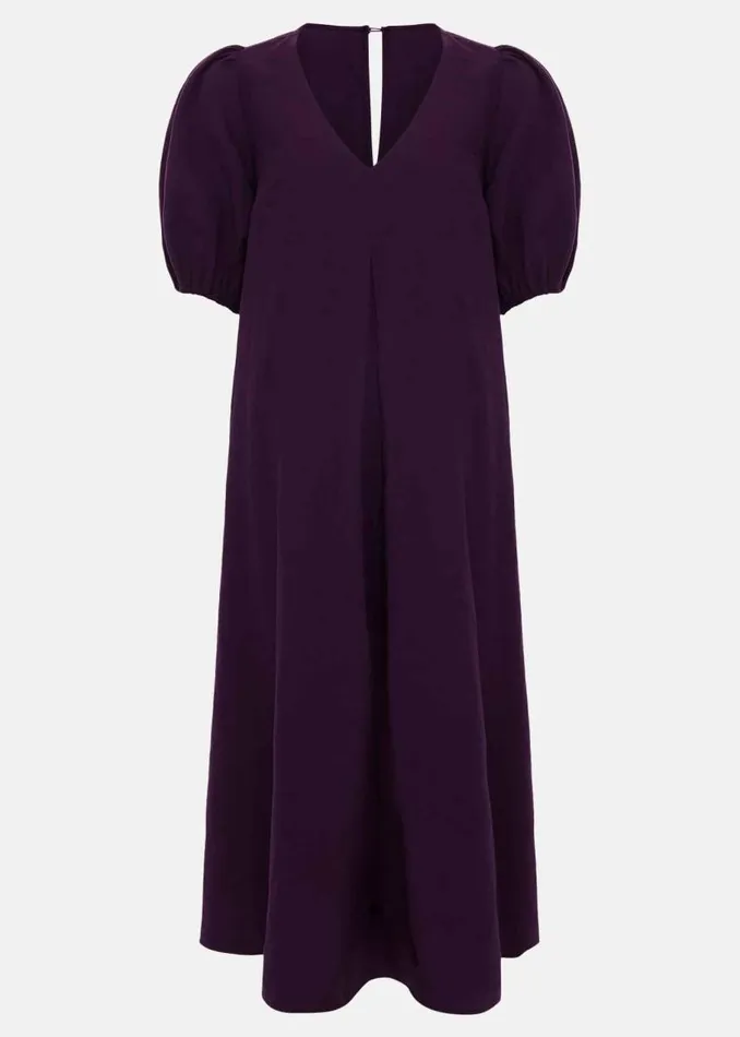 Phase Eight Dresses Lotty Puff Sleeve Midi Dress Purple 8211 Women