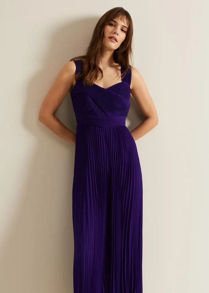 Phase Eight Dresses Lucia Pleated Bodice Jumpsuit Violet 8211 Women