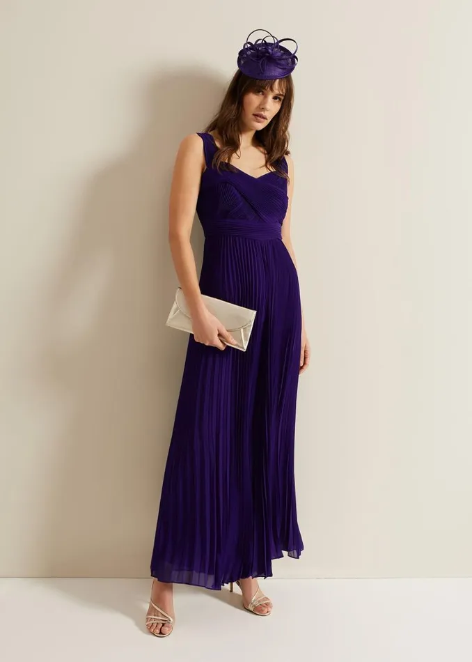 Phase Eight Dresses Lucia Pleated Bodice Jumpsuit Violet 8211 Women