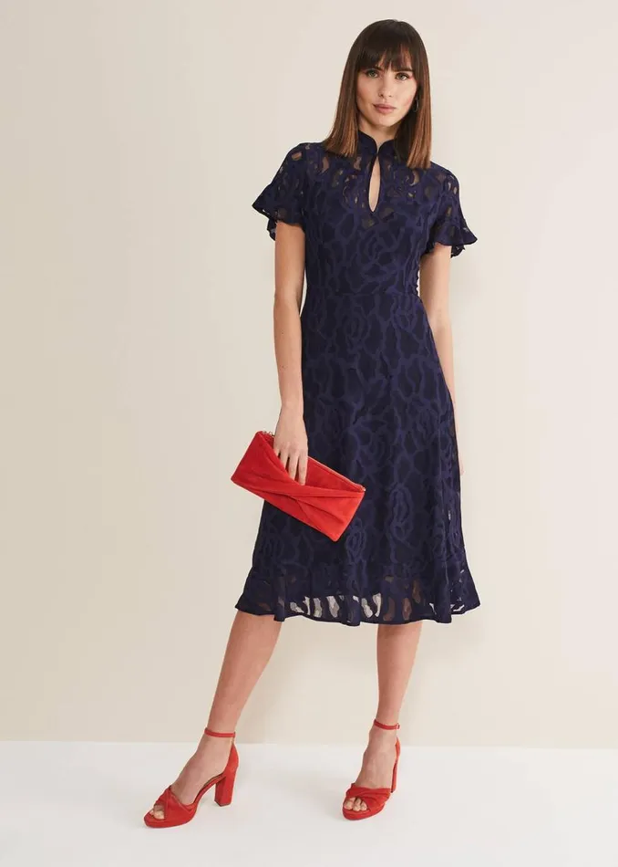 Phase Eight Dresses Lulu Lace Midi Dress Navy 8211 Women